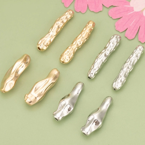 Perles D'Espacement Irrégulières Baroque Cuivre Plaqué Or 18K Texturé Martelé Forme Organique Pour Création De Bijoux DIY