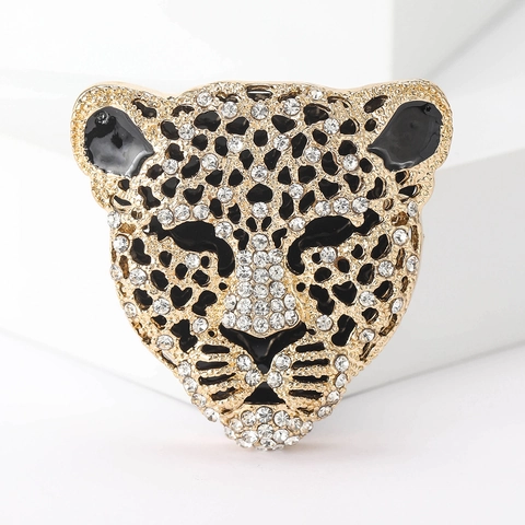 Luipaardkop Strass Emaille Legering Broche Speld Vintage Dieren Sieraden Voor Dames Veelzijdige Mode Accessoire