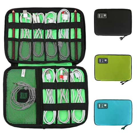 Bolsa Organizadora Electrónica Impermeable Nylon Almacenamiento Cables Estuche Viaje Portátil Para Cargadores Batería Externa USB Auriculares