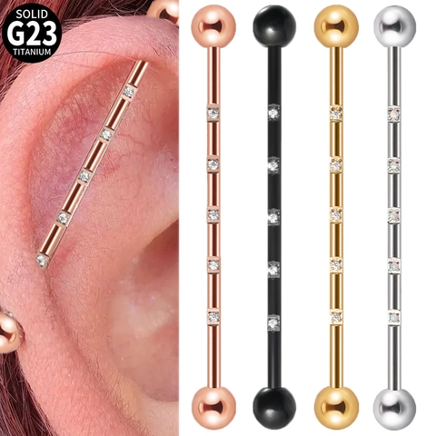 Piercing Industriale Per Orecchio Titanio G23 Gioielli Per Il Corpo Con Intarsio Di Zircone E Opale Moda Moderna Accessorio Elegante
