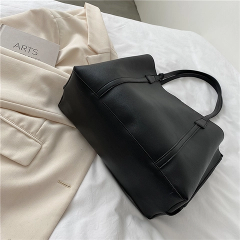 Große Kapazität PU Leder Tote Bag Für Frauen Weiche Synthetik Leder Umhängetasche Minimalistische Pendler Handtasche