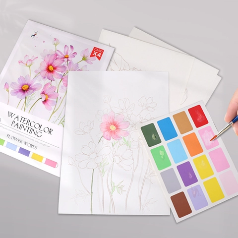 DIY Aquarellmalerei Malset Mit Pigment Und Pinsel Spezialpapier Pädagogisches Kunstspielzeug Für Kinder Erwachsene Stressabbau