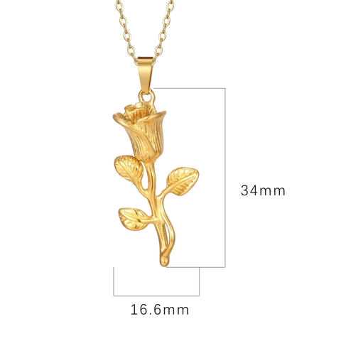 Elegante Rozenbloem Hanger Ketting Roestvrij Staal 18K Verguld Retro Niche Romantische Sleutelbeenketing Voor Dames