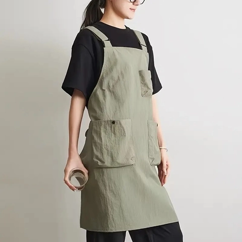 Grembiule Da Lavoro Taslan Idrorepellente Tasche Multiple Tracolla Regolabile Caffè Cucina Divisa Per Uomini E Donne