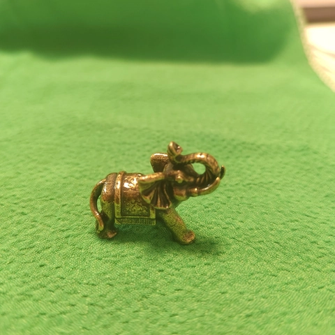 Vintage Messing Glücklicher Elefant Figur Reichtum Maskottchen Schreibtisch Dekor Miniatur Antike Metall Tier Ornament