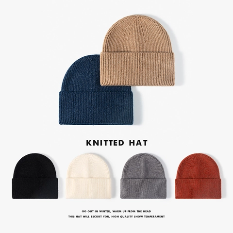 Gorro De Punto Beanie Acanalado Borde Doblado Invierno Cálido Suave Elástico Gorro Calavera Exterior Casual Color Sólido Adultos
