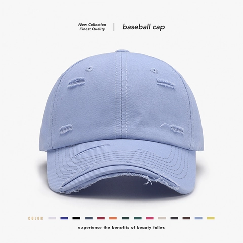 Distressed Ripped Baseball Cap For Men Women Vintage Washed Cotton Adjustable Retro Streetwear Sun Shade Hat Breathable