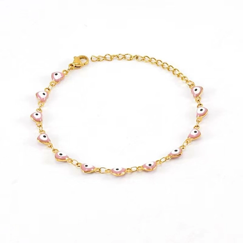 Evil Eye Herz Halskette Und Armband 18K Vergoldet Edelstahl Emaille Schmuck Für Frauen Mode Glücksgeschenk