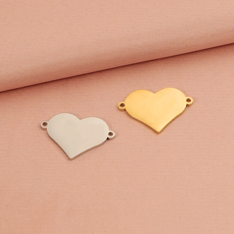 Conector Colgante Corazón Acero Inoxidable 304 Doble Agujeros Para DIY Joyería Pulsera Collar Accesorios