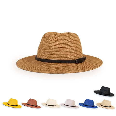 Chapeau De Paille Fedora A Large Bord Avec Ceinture Decorative Protection Solaire Ete Plage Style Panama Pour Hommes Femmes
