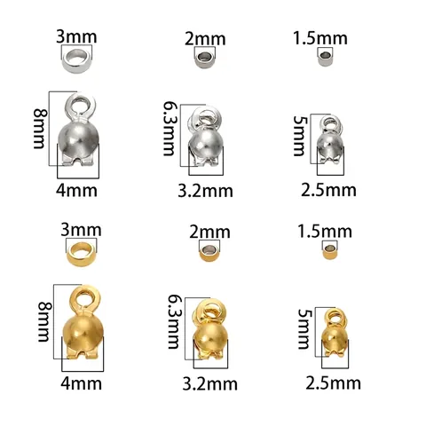 Stainless Steel Clamshell Bead Tips And Crimp Beads Connectors For Handmade DIY Jewelry Making Necklace Bracelet