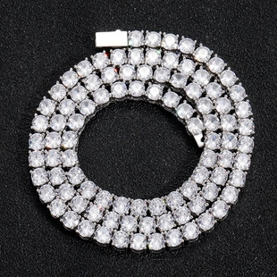 Hip Hop Tennis Chain Necklace Bracelet Copper Zirconia Iced Out Round Cut Stone Link For Men Women Party Jewelry Gift