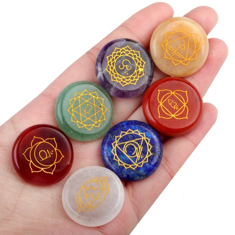 Pietre Chakra In Cristallo Naturale Ametista Lapis Avventurina Agata Rossa Simboli Incisi Meditazione Guarigione Yoga Equilibrio Arredo