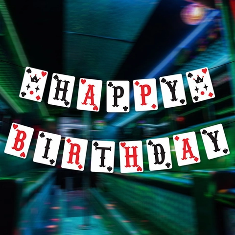 Banner Buon Compleanno Tema Poker Ghirlanda Carte Da Gioco Decorazioni Festa Casino Insegna Sospesa Carta