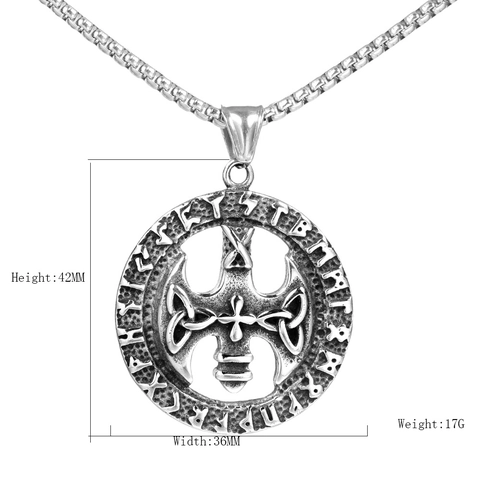 Collar Con Colgante De Hacha Vikinga De Acero Inoxidable Redondo Nudo Celta Cruz Runas Futhark Joyería Nórdica Retro Para Hombres
