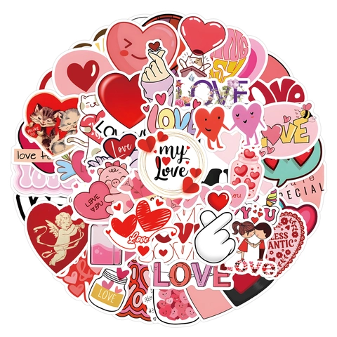 Herz Liebe Aufkleber Wasserdicht PVC Graffiti Decals Valentinstag Dekoration DIY Laptop Schreibwaren Journal Ästhetisch Süß Rot Rosa