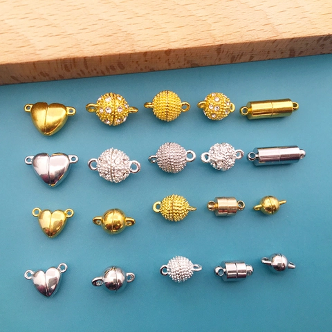 Magnetic Jewelry Clasps Copper Alloy Heart Sphere Cylindrical Connectors For DIY Necklace Bracelet Making