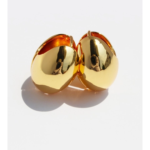 Boucles D'oreilles Créoles Grosses Goutte Femmes Laiton Poli Forme D'oeuf Géométrique Bijoux Modernes