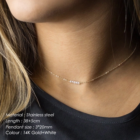 Minimalistische Edelstahl Halskette Mit Künstlichem Perlenanhänger Gold Stahlfarbe Geometrische Schlüsselbeinkette Damen Schmuck Geschenk