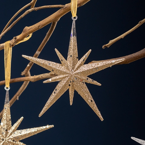 Christmas Starburst Hanging Ornaments Acrylic Glitter Sunburst Tree Decoration Festive Party Home Decor Sparkling Star