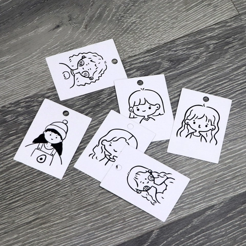 Schmuck Ohrring Display Karten Süße Handgezeichnete Cartoon Mädchen Karton Verpackung Halter Tags Mit Aufhängeloch