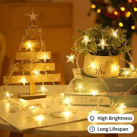 Luci A Stringa LED PVC Filo Di Rame Stella Fiocco Di Neve Palla Per Natale Festa Camera Decorazione Casa