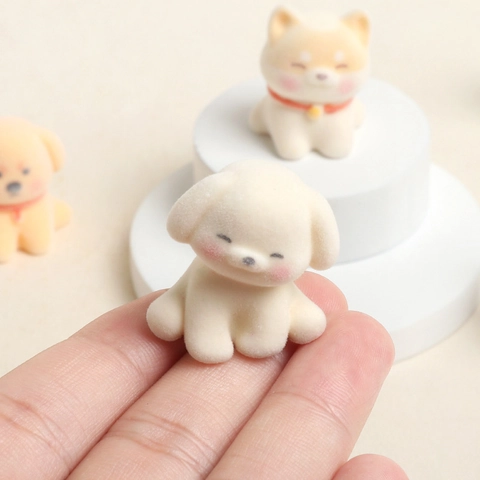 Mini Welpen Figuren Beflocktes Harz Süße Cartoon Tiere Schreibtisch Auto Ornamente DIY Schmuckherstellung Zubehör