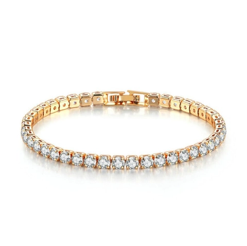 Hip Hop 18K Vergoldet Kupfer Tennis Armband Für Damen AAA Zirkonia Eingelegt Minimalistisch Schmuck Hochzeit Party Geschenk
