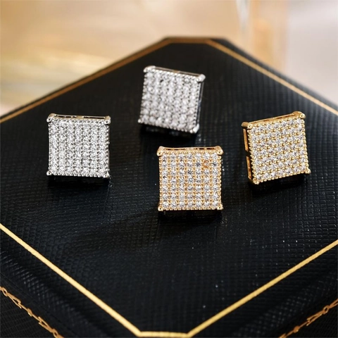 Quadratische Ohrstecker Kupfer Mikro Pave Zirkonia Luxus Minimalistischer Modeschmuck Für Damen Elegant