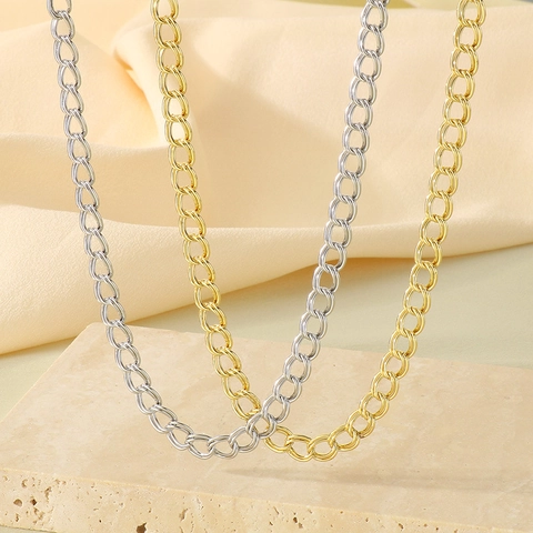 Collana E Bracciale A Catena Barbazzale In Acciaio Inossidabile Stile Hip Hop INS Placcato Oro 18K Gioielli Minimalisti Unisex