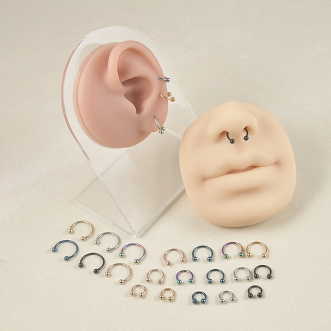 Horseshoe Piercing Ring Stainless Steel Septum Nose Lip Ear Cartilage Stud U-Shaped Circular Barbell Unisex Fashion Jewelry
