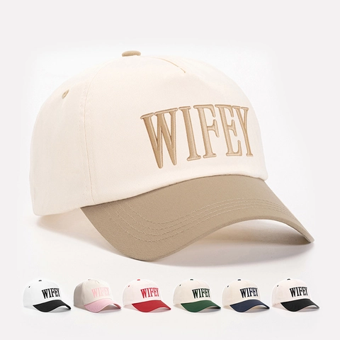 Wifey Bestickte Baseballkappe Polyester Color Block Sonnenschutz Verstellbare Vintage Stil Hut Für Frauen