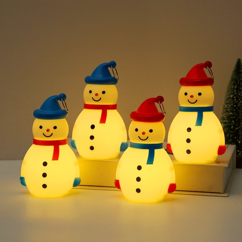 Luce Notturna Pupazzo Di Neve Di Natale Ornamento Luminoso A LED Decorazione Appesa In Plastica Per Albero Regalo Festivo