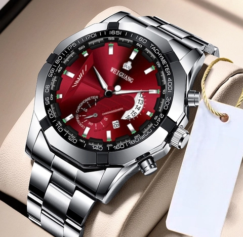 Men Quartz Watch Stainless Steel Chronograph Luminous Waterproof Date Multifunction Sport Business Wristwatch