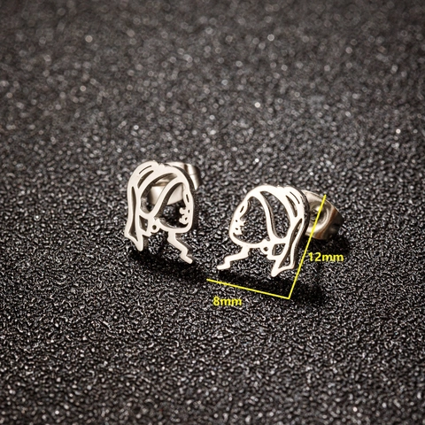 Abstract Girl Face Silhouette Stud Earrings Stainless Steel Hollow Minimalist Line Art Jewelry For Women Trendy