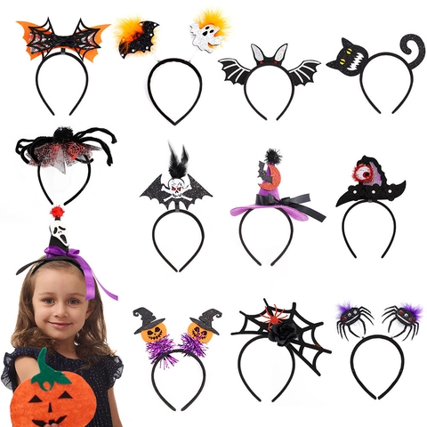 Halloween Haarreifen Haarreif Kunststoff Filz Glitzer Federn Hexenhut Spinne Kürbis Fledermaus Kostüm Party Requisiten Für Kinder