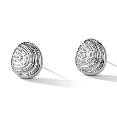 Orecchini a Bottone Francesi Vintage in Rame con Perno in Argento Sterling 925 Orecchini Metallici Geometrici Minimalisti per Donna