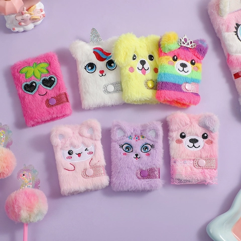 Mini Taccuino In Peluche Cartone Animato Animale Unicorno Orso Diario Tascabile Portatile Con Bottone Per Bambini