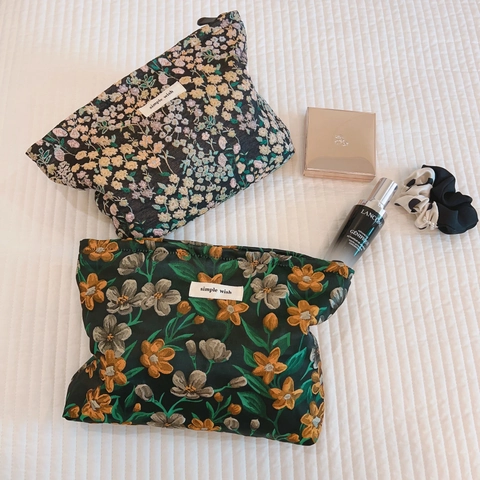 Bolso De Maquillage De Lona Con Flores Jacquard Vintage Hepburn Organizador Cosmético Con Cremallera Para Mujeres Viajes Diarios