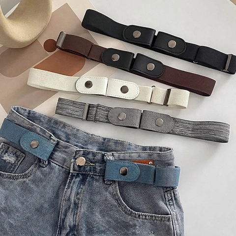 Damen Elastischer Gürtelfreier Gürtel Verstellbarer Unsichtbarer Taillenstraffer Riemen Mit Gänseblümchen Dekor PU Lederenden