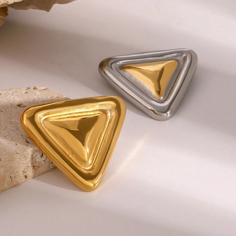 Edelstahl Dreieck Geometrische Brosche Spiegelpoliert Zweifarbig Gold Silber Minimalistisches Modeaccessoire Für Mantel