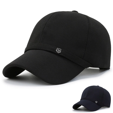 Gorra De Béisbol Clásica Algodón Sarga Sombrero De Sol Para Hombres Ajustable Color Sólido Gorra Con Visera Escudo Metal