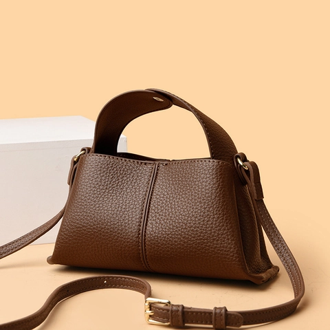 Women Handbag Litchi Grain PU Leather Crossbody Shoulder Bag Solid Color Minimalist Trendy Square Commuting Fashion