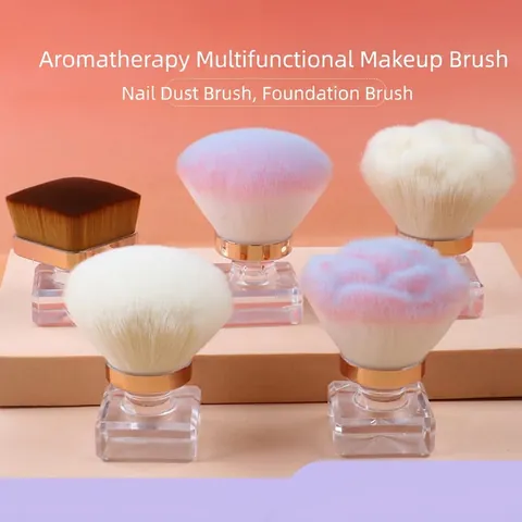 Pennello Per Cipria Trucco Fibre Sintetiche Morbide Manico PS Trasparente Pulizia Polvere Unghie Elegante Portatile Bellezza