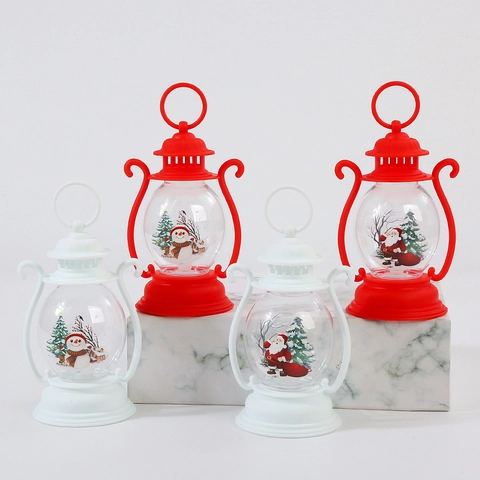 Christmas LED Lantern Portable Retro Plastic Candle Light Santa Snowman Tabletop Hanging Decorative Night Light
