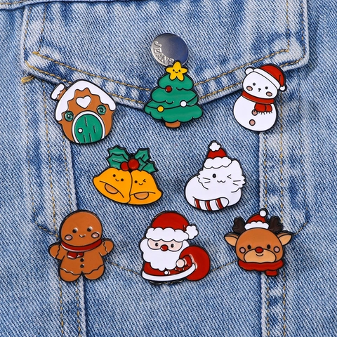 Spille In Smalto Di Natale Babbo Natale Pupazzo Di Neve Omino Di Pan Di Zenzero Renna Spille In Lega Per Vestiti Borsa