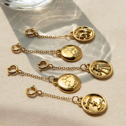 Stainless Steel Zodiac Pendants Gold Plated Round Coin Charms Waterproof Hypoallergenic Handmade Jewelry Accessory