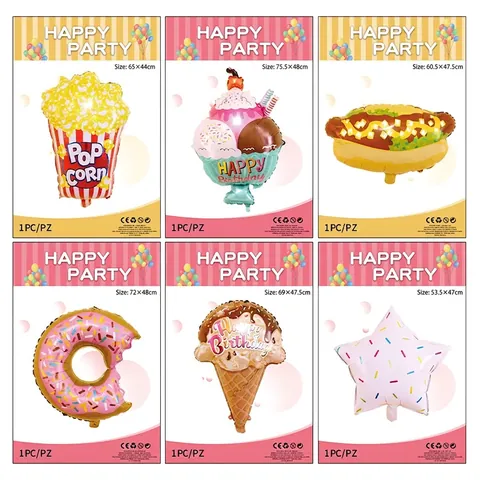 Palloncini A Forma Di Cibo Foglio Di Alluminio Ciambella Gelato Pizza Popcorn Caramelle Decorazioni Festa Di Compleanno