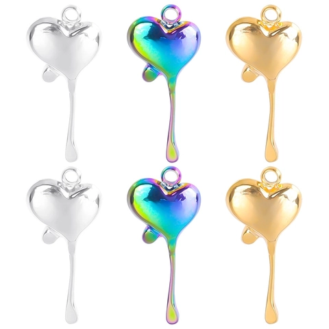 Collar Con Colgante De Corazón Creativo Acero Inoxidable Diseño De Metal Líquido Joyería Pulida Para Mujeres Hombres Oro Plata