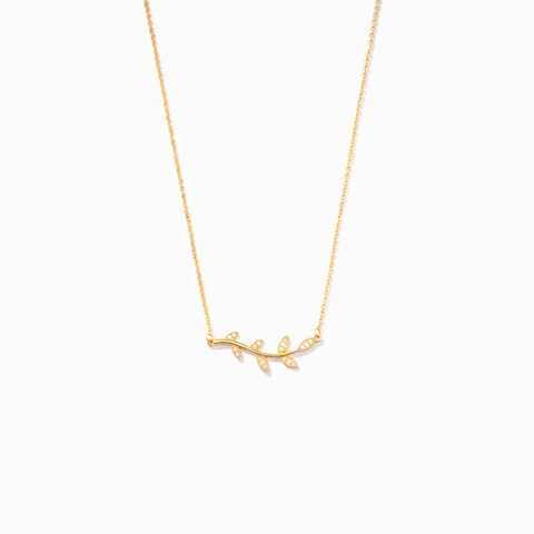 Collana In Argento Sterling 925 Con Ramo Di Ulivo E Zirconi Ciondolo A Foglia Placcato Oro Gioielli Eleganti Minimalisti Per Donna